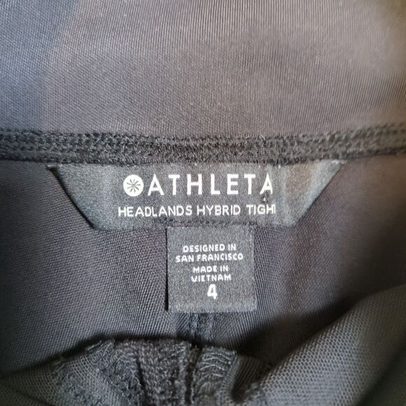 Athleta Headlands Hybrid Moto Tight Womens 4 Black Zip Pocket Zip Ankle Leggings - Picture 3 of 12